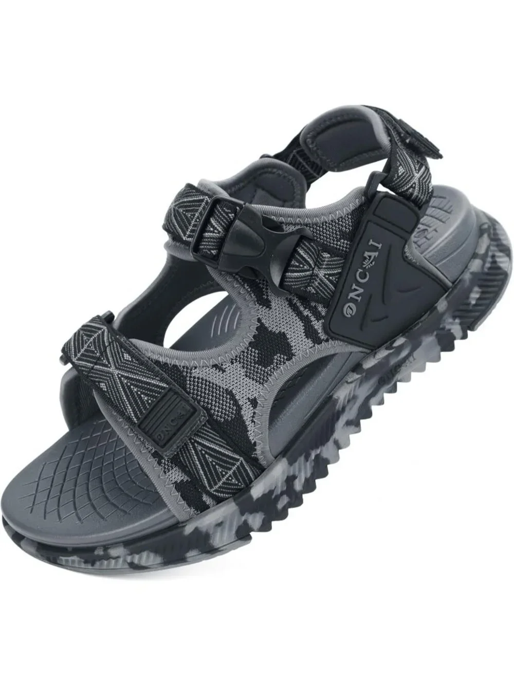 Men's Grey Camo Orthopedic Recovery Camouflage Mesh Athletic Hiking Sandal Shoes